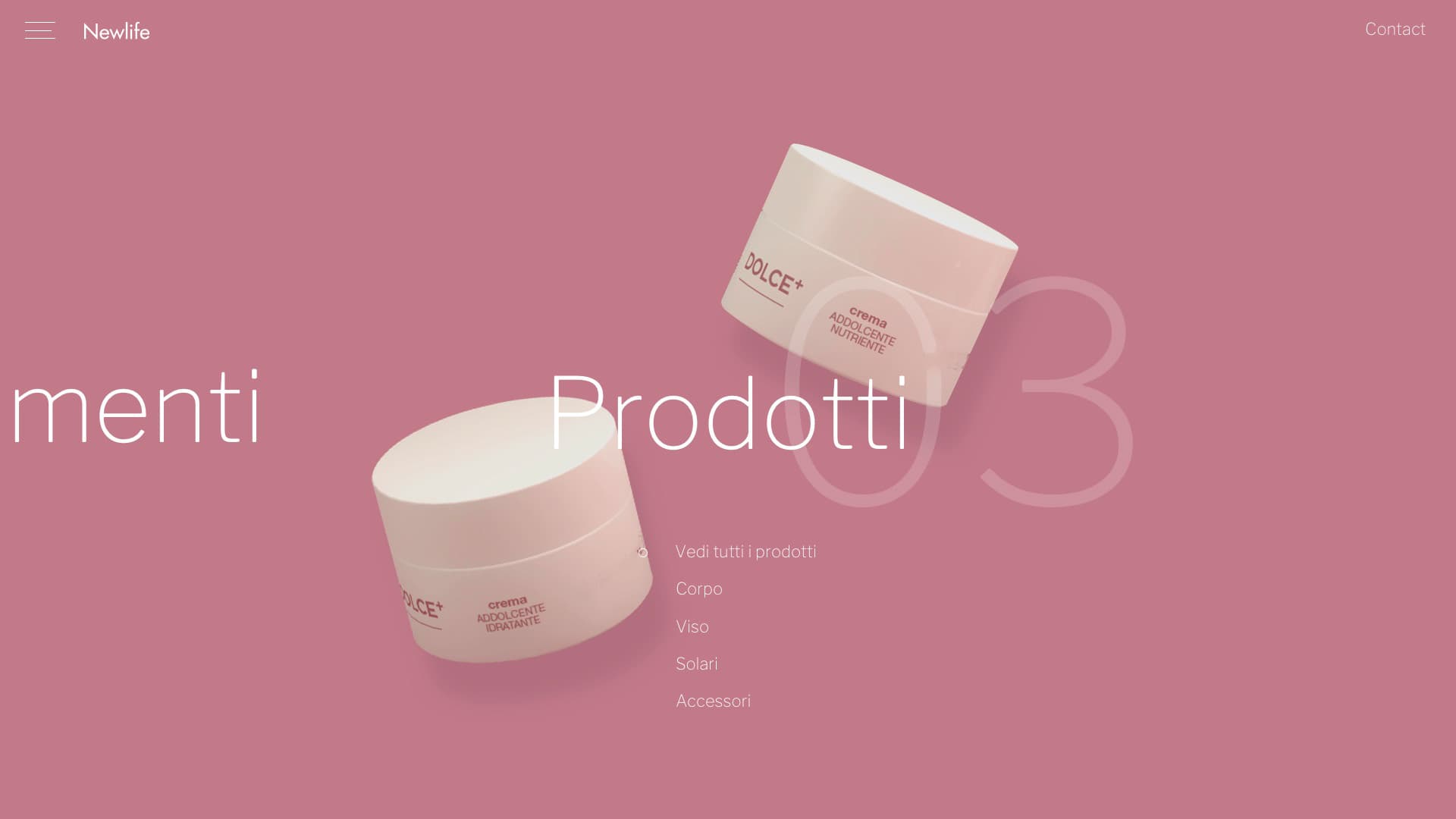 Newlife skincare product page on a pink background