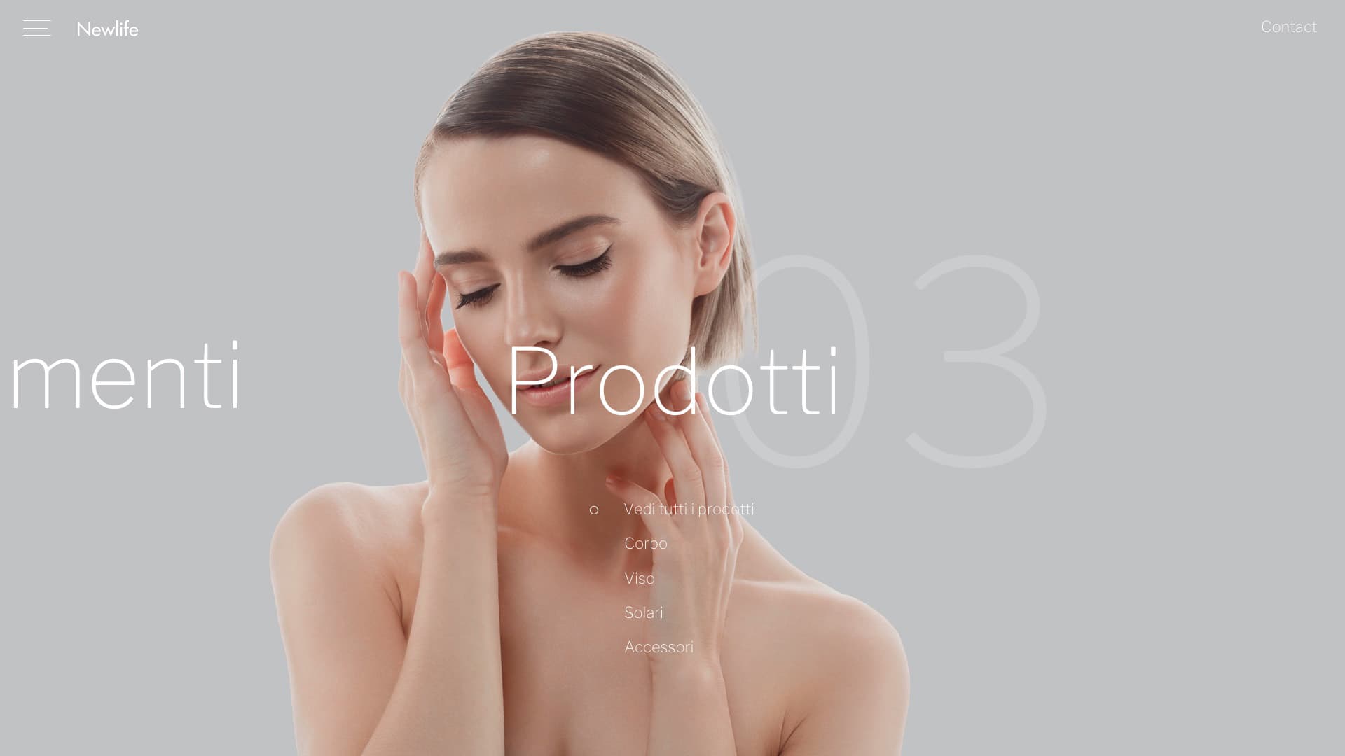 Newlife homepage featuring a skincare treatment